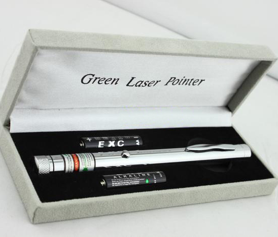 handheld 2-in-1 200mw green laser pointer silver style