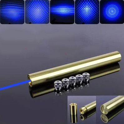 100% Copper Glod Pen 30W High Power Blue 450nm Wavelength Laser Pointer 6in1 Class IV