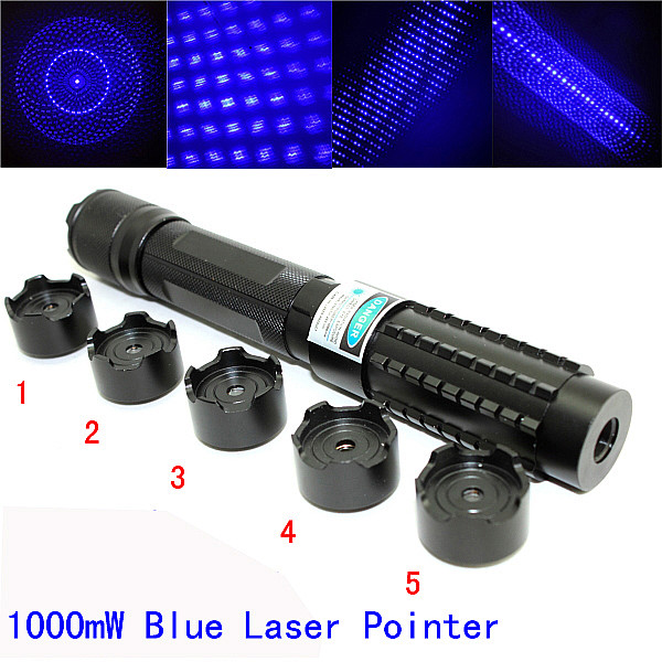 Powerful 1000mW Blue Laser Pointer Pen Light Cigarette Flashlight Class IV